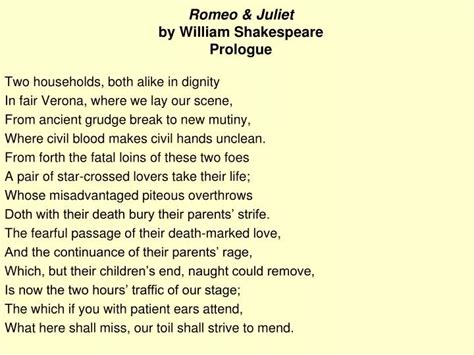 william shakespeare romeo and juliet prologue